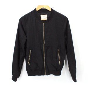 Ivy Main Bomber Jacket Womens Black Full Zip Lightweight Pocket Fronts Small S